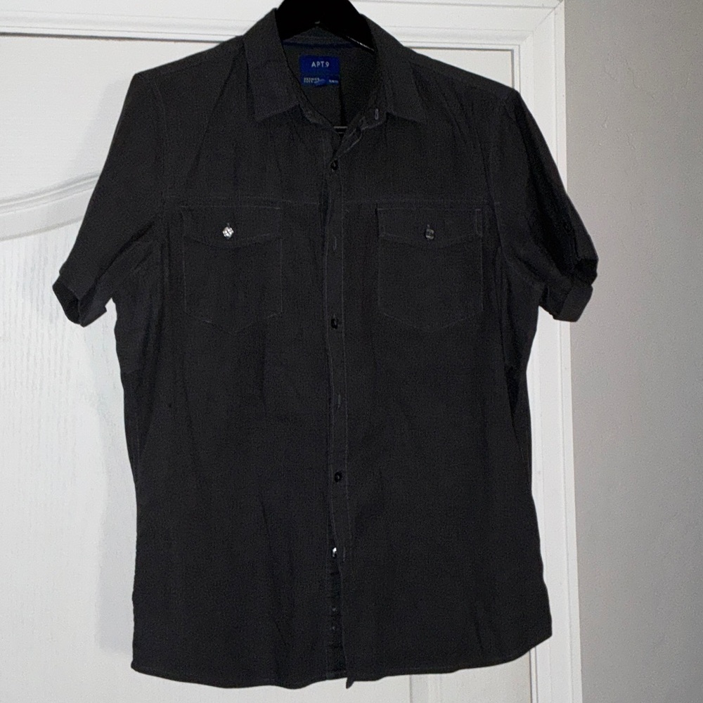 Apt. 9 Men's Dark Gray Short Sleeve Shirt